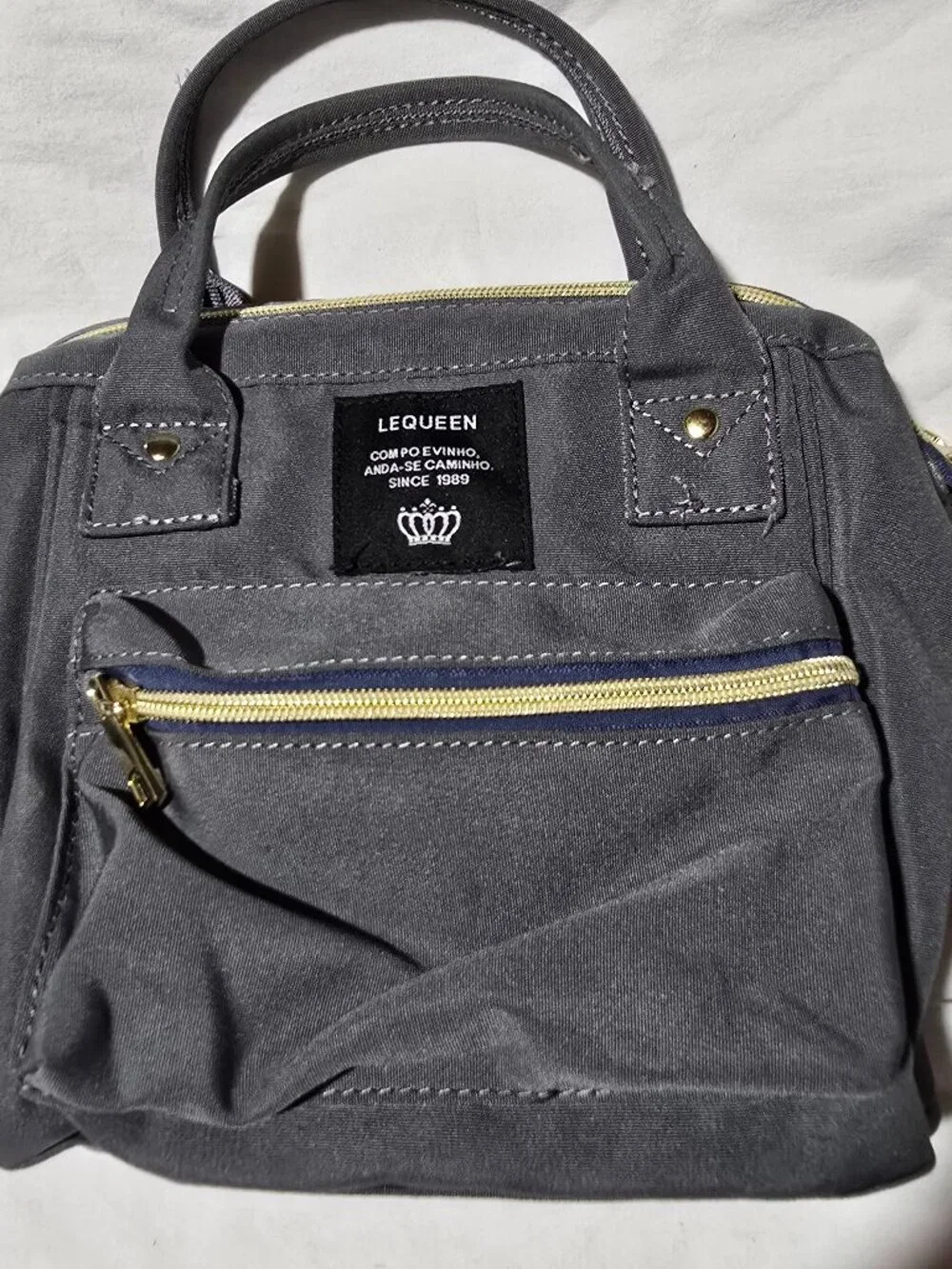Lequeen Gray Canvas Diaper Bag Mini Backpack Tote Maternity Baby Nappy Bag